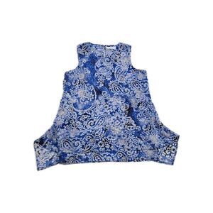 Fever Tunic Top Womens Double Layer Sleeveless Sheer Flowy Size Medium Blue